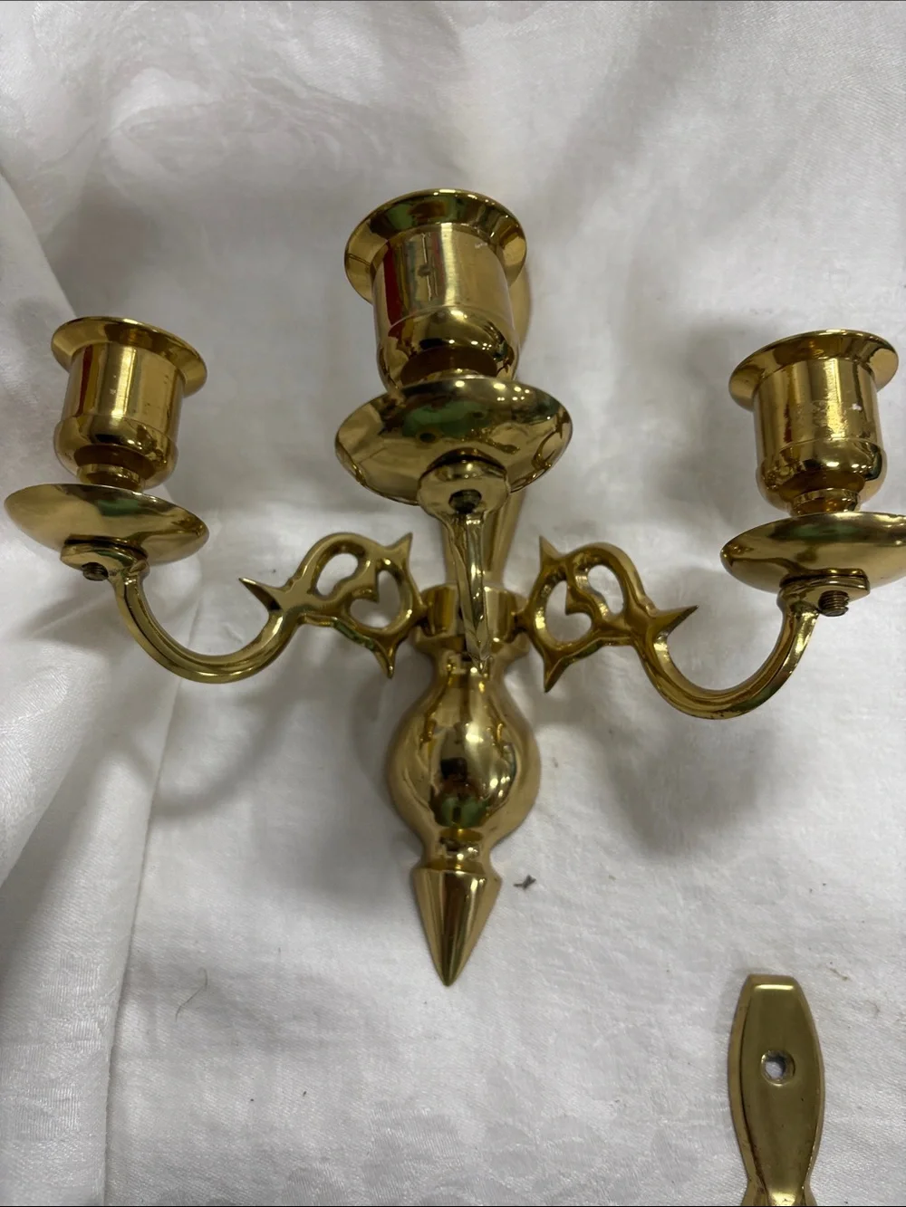 Brass 3-Arm Wall Sconce Pair - Polished Gold Finish